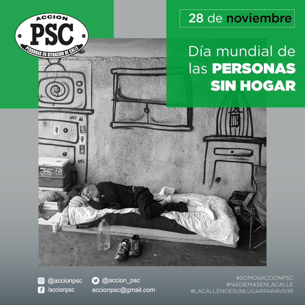 accion_psc's tweet photo. En el #DíaMundialDeLasPersonasSinHogar, queremos seguir concientizando sobre esta realidad que vemos en cada una de nuestras recorridas, porque #LaCalleNOEsUnLugarParaVivir

#SomosAcciónPSC https://t.co/hOzCNTtV2S