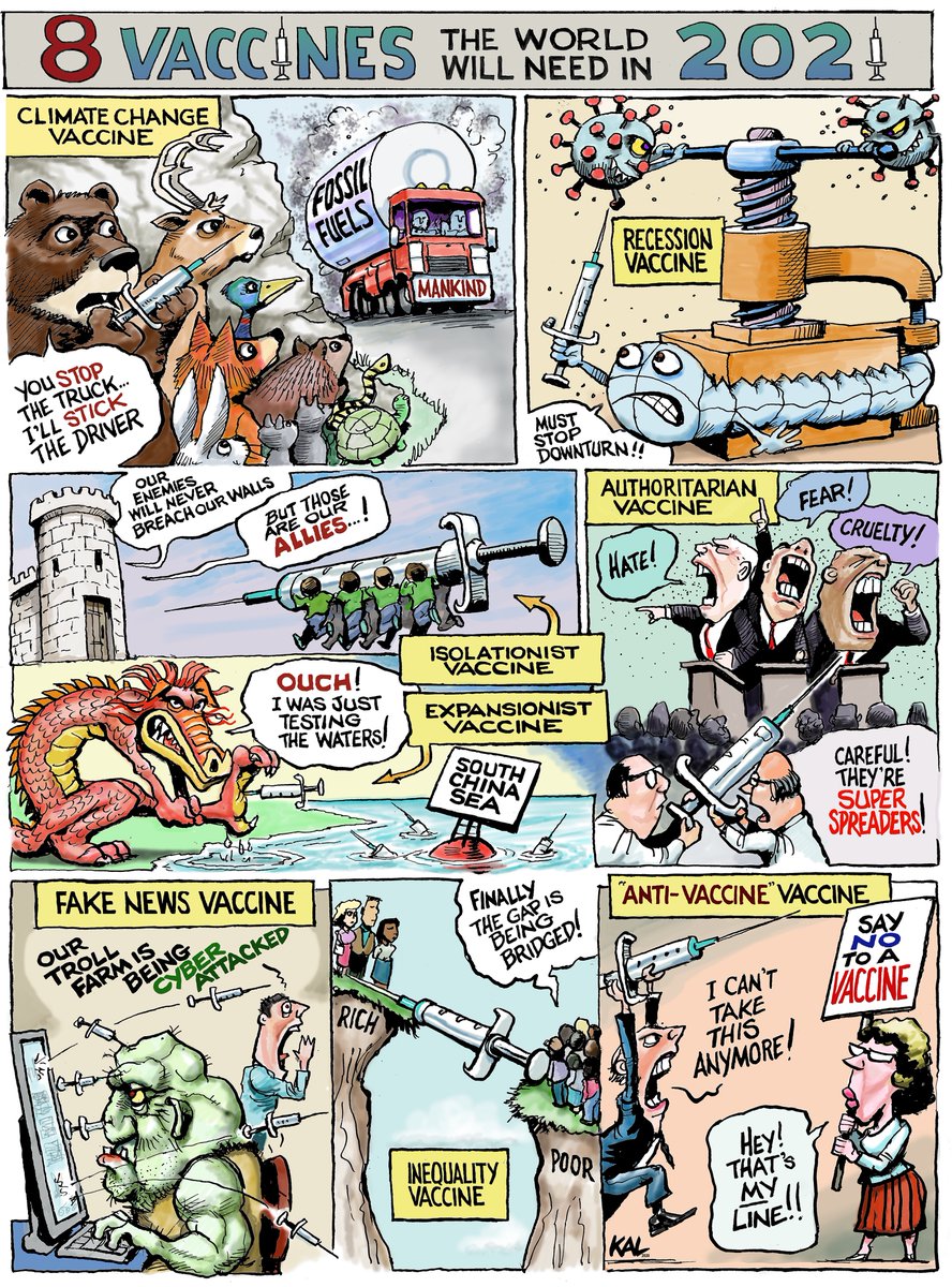 Kevin Kal Kallaugher on Twitter: "Other Vaccines we need in 2021 @TheEconomist #Vaccines #satire #cartoons… "