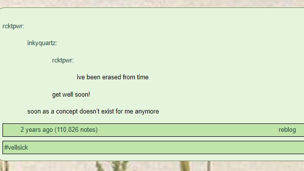 Some gems from my Vell tag on tumblr.