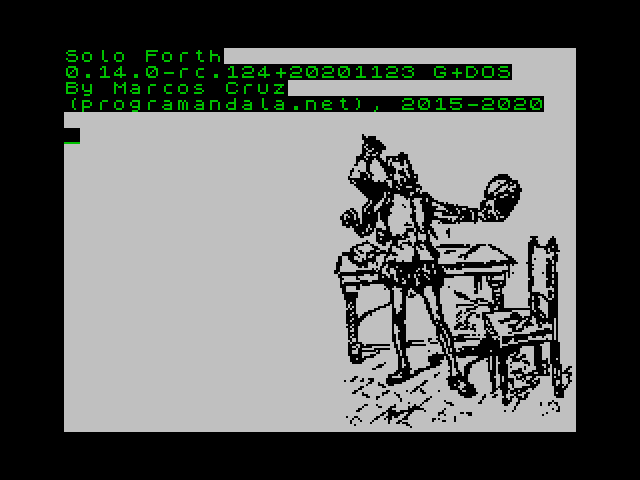 programandala's tweet image. Solo #Forth 0.14.0-rc.124 for #ZXSpectrum 128 with G+DOS, +3DOS or TR-DOS. Full manual including a complet glossary with cross-references, in EPUB, HTML and PDF. programandala.net/en.program.sol….