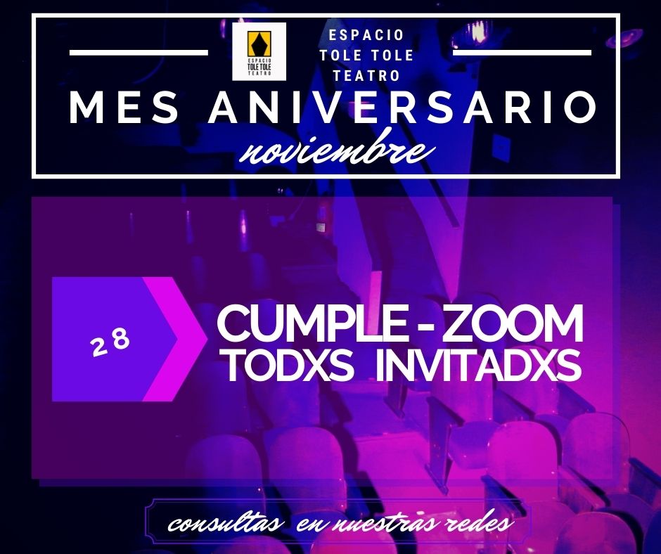 espaciotoletole's tweet photo. Hoy 19h nos juntamos a celebrar los 7 años de Tole Tole por Zoom

Escribínos a  espaciotoletole@gmail.com y te enviamos el link de acceso al Zoom. 

Si te dan ganas pasá a saludarnos.

#cumplezoom https://t.co/cekAgij5mc