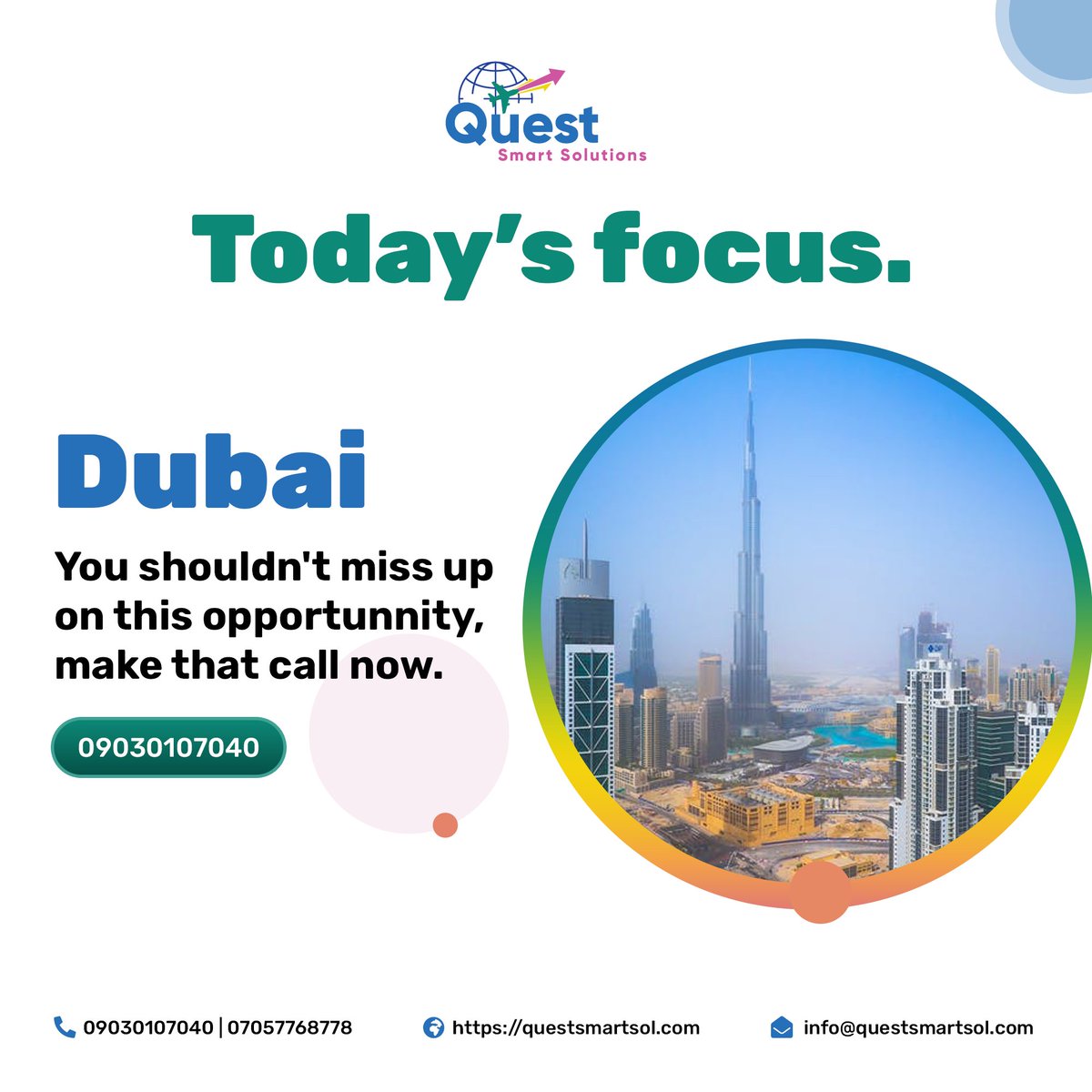 questsmartsol's tweet photo. Talking about learning in comfort, nowhere is as comfortable as this week’s focus (Dubai).  
You shouldn’t miss up on this opportunnity, make that call now. https://t.co/RjqGg5hayv