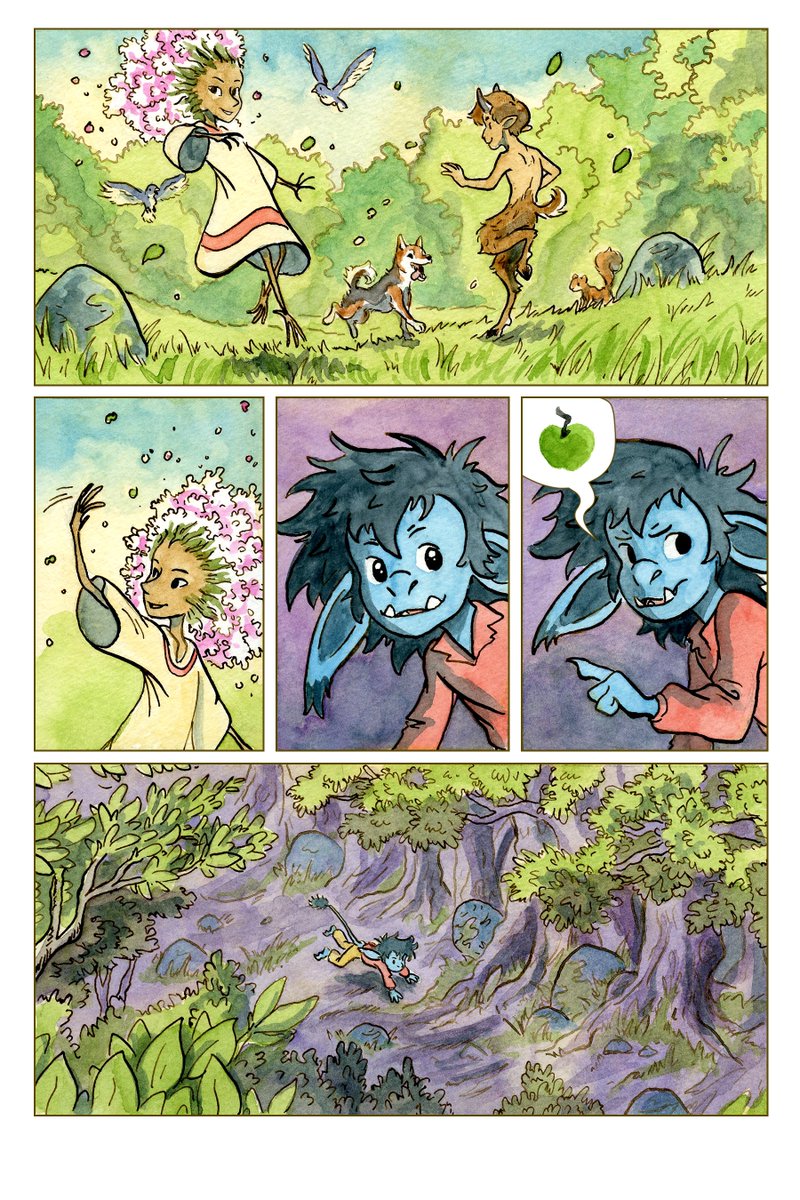 I have digital short comics, the images made by hand with pen, ink and watercolor. Both are available now, pay what you think is fair! https://t.co/W4tGMVijKd