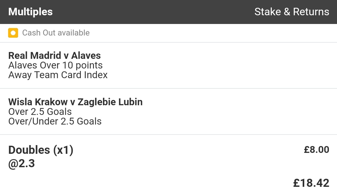 ThePanelAlex's tweet photo. 💥£5 -> £50 Challenge Bet!!!💥
Easy winner in France, SOCHAUX 3 up in 20mins! Next...

2️⃣BET 2: £8.00 - £18.42
🕖19:00 W.Krakow Vs Zaglebie Lubin
Over 2.5 Goals 
🕗20:00 Real Madrid Vs Alaves
Alaves Over 1.5 Cards
🔢Double @ 2.3
@gamblingpanel MZ BetScore: 73.75% &amp; 60.04% https://t.co/dBgpv31Ty5
