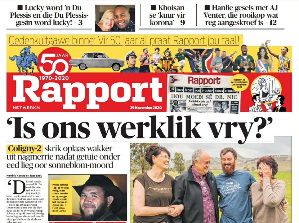 waldimar's tweet photo. Kry Rapport se fantastiese 50ste verjaarsdaguitgawe op Sondag 29 November met 'n spesiale bylae oor 5 dekades se ikone en skandale 
@RapportSA @Netwerk24 https://t.co/diVBHuxr4w