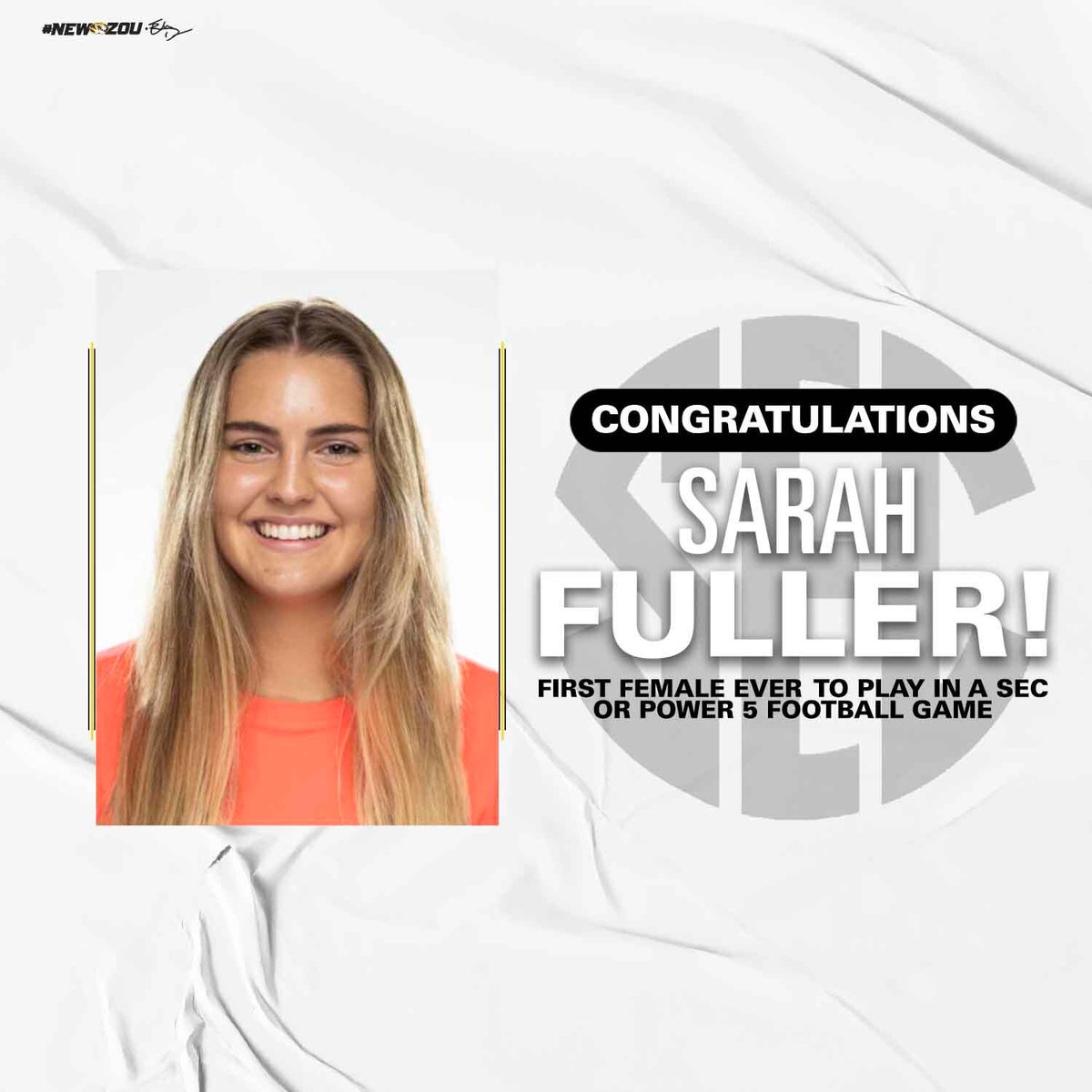MizzouFootball's tweet photo. History.👏 Made.👏 

Congrats @SarahFuller_27. https://t.co/H6m1unz1Hu