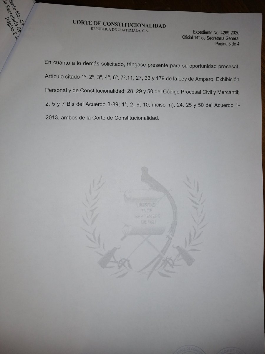 #AmparoProvisional#Otorgado por @CC_Guatemala en contra de @PNCdeGuatemala, @mingobguate y @DrGiammattei #CuidemoselPatrimonio #NomasViolencia #ProtesteenPaz