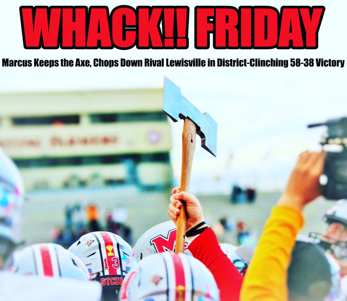 MarcusFootball's tweet photo. .@MarcusFootball took care of business on a postcard-pretty Black Friday afternoon. In the process, the Marauders . . . 

x-Kept the 🪓 
x-Won District 🏆 

Hit the link for the 📷 &amp; 📝:
https://t.co/QCR8mApHzX

#STCDA #ELITE #UNCOMMON #ProtectTheM #txhsfb https://t.co/hM8H6Iwxwr