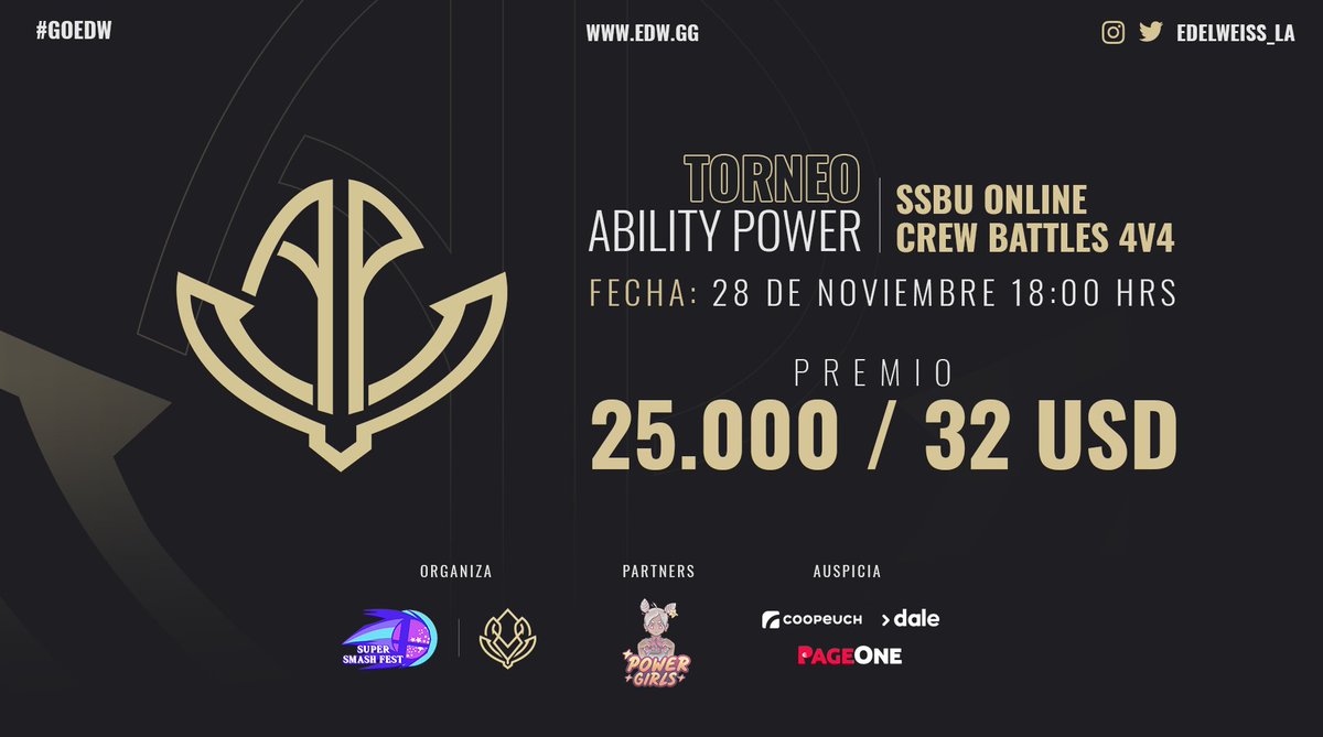 PowerGirlsCL1's tweet photo. Hoy
Crew Michis
@Mikingdedede + @FirehaoChile + @Zuldita + @FridoSSB
Crew Kandy
@PalomaAstudill3 + @ATF_HaruMaki + @IceFroslass30 + Dynamite
Crew Conker
@debonita_conker + @TJorgitoh + @cruxisphantom + @Lizz_SSB
Crew Fefi
@CosplayerFefi + @_Lord1_ + @Aikojirujiru + @MK_IoRi https://t.co/N11EjENnSj