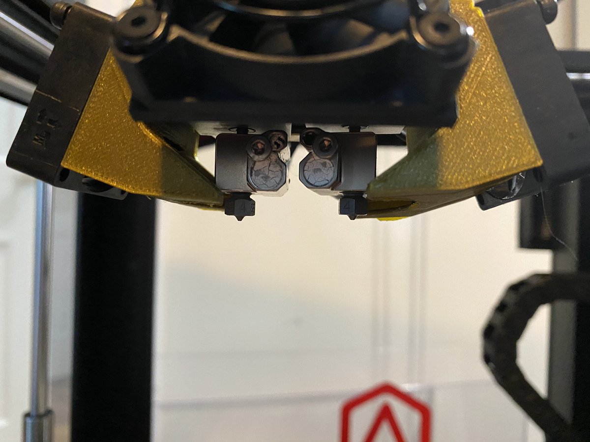 clangiden's tweet photo. Real life has slowed me down project wise. The raise3d has been down for over a month since it has been in process of a @SliceEngineer copperhead upgrade. I have been revising the fan shroud design I got though. This is 2.0. Testing now. @loyalmoses thanks for the PLA https://t.co/3U73EeXCb7