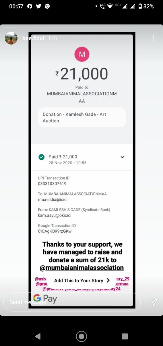 AnimalMumbai's tweet photo. This week is to God’s Hand ! Kamlesh Gade is a wonderful artist n a great human being .
Truly like God’s hand , Kamlesh came out of the blue to support MAA. Kamlesh Gade conducted an auction of his paintings n donated Rs 21,000 from his sale . https://t.co/gWLAu0g6fy