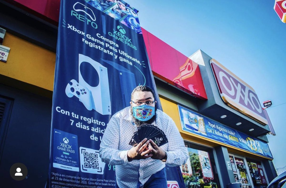 agbin3r's tweet photo. ¿Ya te registraste en el #RetoGamePass de @Tiendas_OXXO? Tienes dos días para escanear y ganar una consola Xbox Series X y un M&G conmigo, ¡go https://t.co/fC2X4ezwnF! https://t.co/oCWIvjpis1