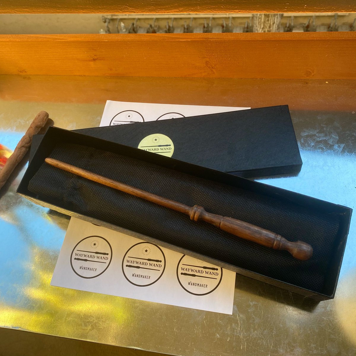 waywardwand's tweet photo. I spent today working on my first wand box prototype. It will be suitable for wands less than 14 inches, which is the majority of all wands. The label needs some consideration but I have a few ideas. #HarryPotter #wizardingworld #waywardwand https://t.co/S69YwL9Gqx