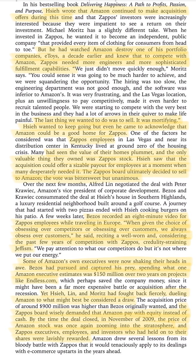 There are very few people who went toe-to-toe with Bezos, and managed to maneuver him into a draw.

Tony Hsieh, the former CEO of Zappos, was one of them.

So tragic we lost him at a young age due to a fire.

Thread by <a href="/SahilBloom/">Sahil Bloom</a>, pics from “The Everything Store” by <a href="/BradStone/">Brad Stone</a>.
