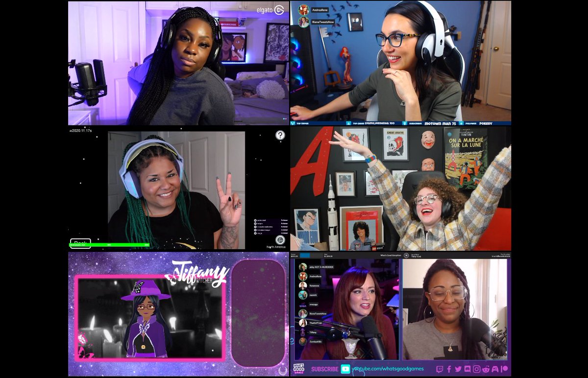 andrearene's tweet photo. The struggle to take a group photo on stream is REAL hahaha! We're LIVE for #gravython raising money come join us!! https://t.co/HtiBQ4lR7m https://t.co/gK8cIw3WXI