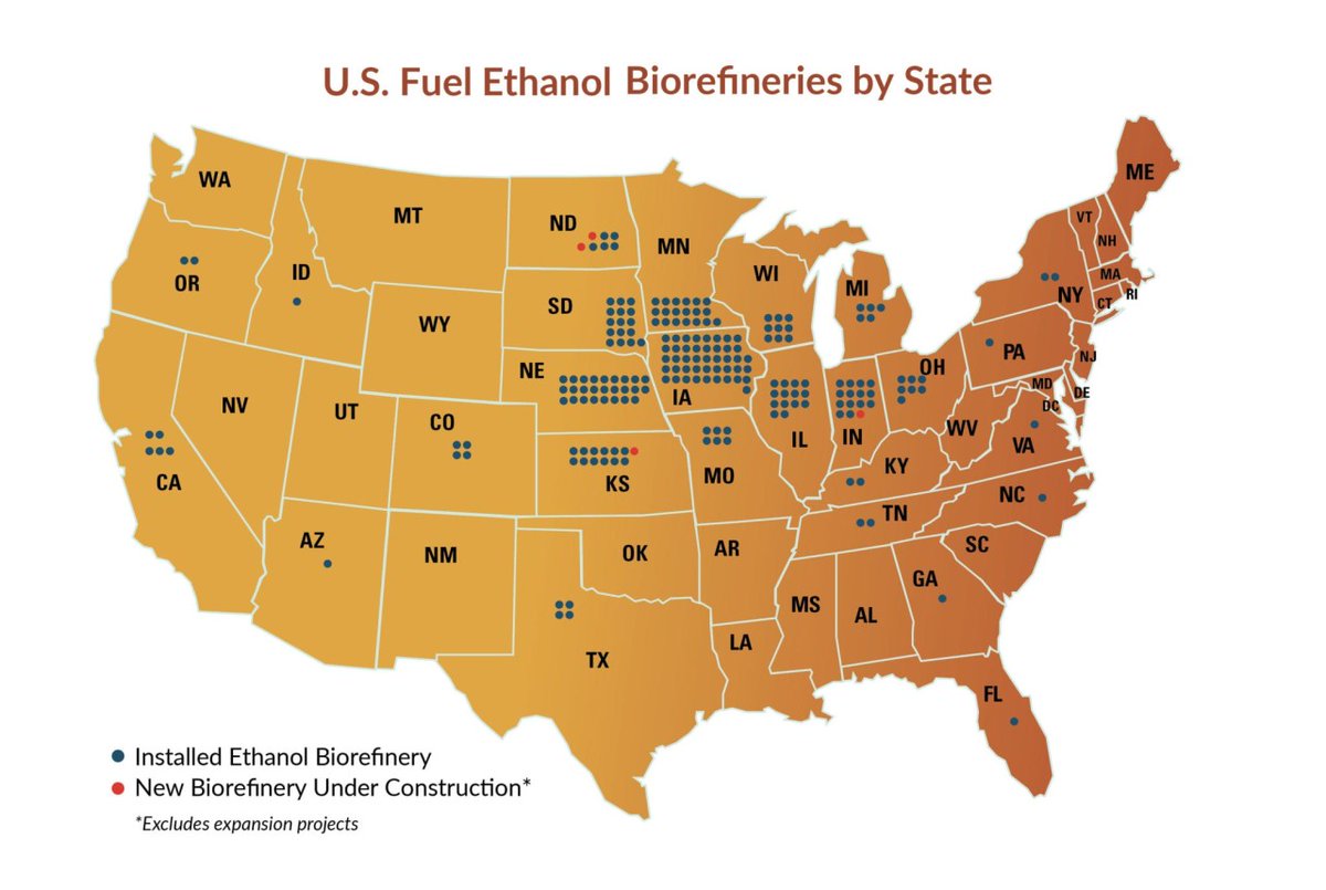 MissouriCorn's tweet image. Wonder where all ethanol is produced? Check out this map from the Renewable Fuels Association. Missouri is home to six ethanol plants.