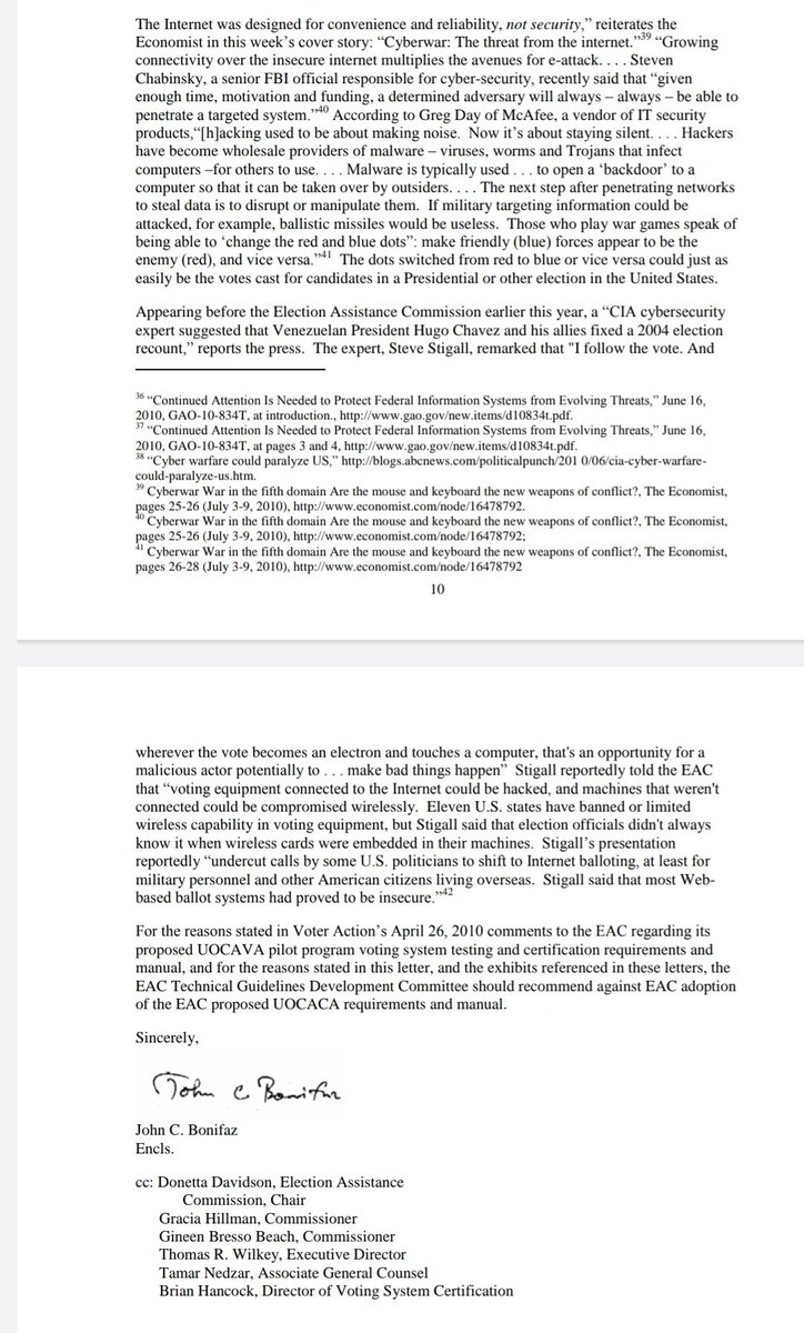 31. "For the reasons stated in Voter Action‟s April 26, 2010 comments to the EAC and for the reasons stated in this letter, and the exhibits referenced in these letters, the EAC Technical Guidelines Development Committee should recommend against EAC adoption"