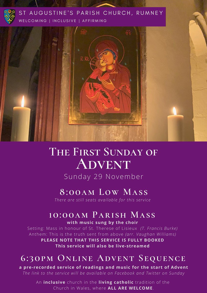 AugustineRumney's tweet photo. Tomorrow is Advent Sunday, start of the Church’s year. Here’s how we’re celebrating @AugustineRumney we’re especially excited to be broadcasting our Advent  Sequence tomorrow evening with the link to it here, our FB page &amp; our YouTube channel ! @MonmouthDCO @ChurchinWales https://t.co/jlGBLzCAnU