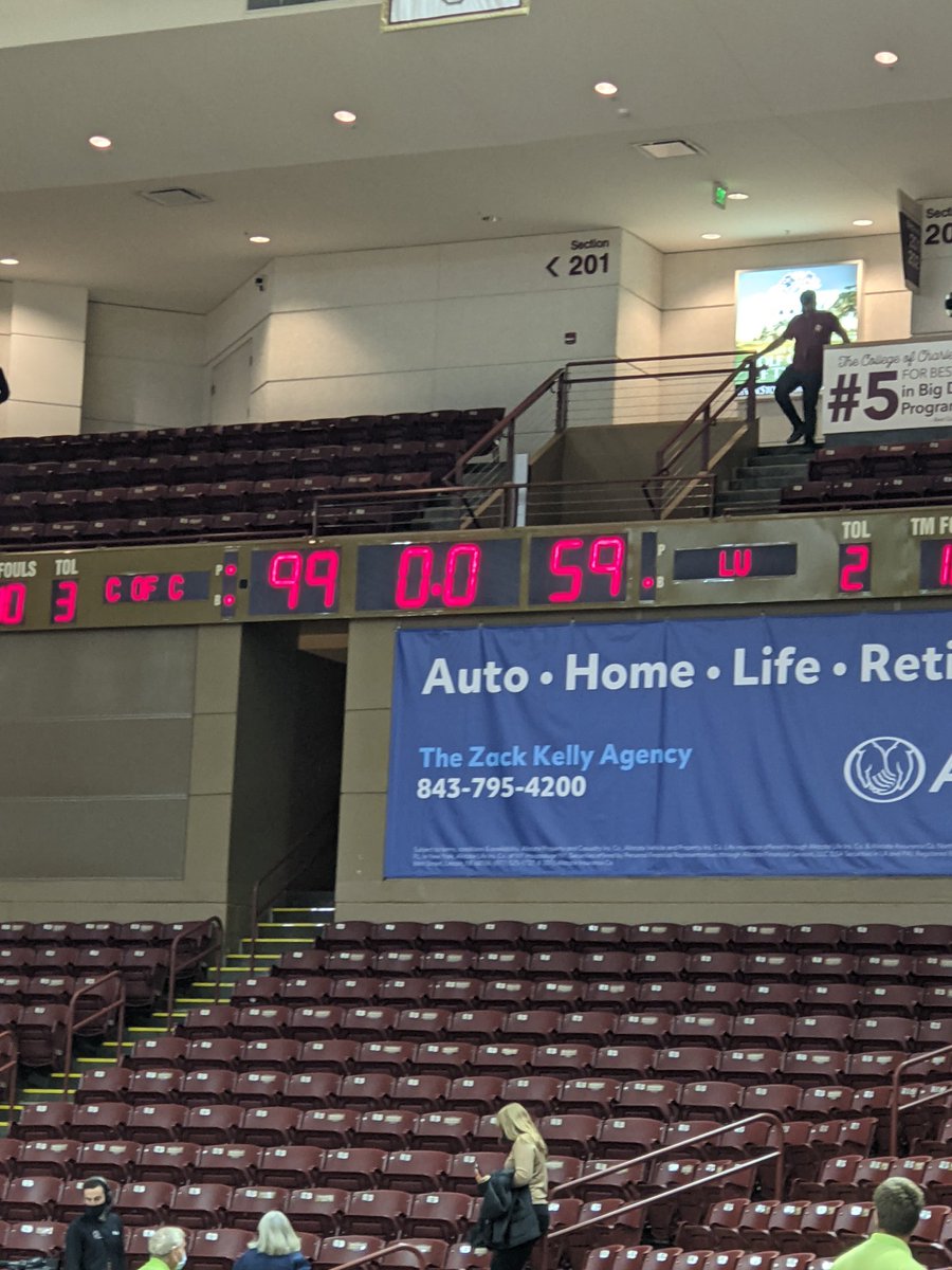 place_nate's tweet photo. It has been 263 days since @CofCSports has hosted a sporting event. @CofCBasketball getting the win today vs Limestone. So much hard work by @jarodgers1 @kellymottola315 @RBouknight12 @CofCSportsMed and many more in this department. #Gameday #ExternalFam https://t.co/n5KyUq9SpL