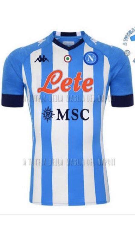 nplnapoli's tweet photo. Napoli will be wearing this Argentina-style kit tomorrow as a tribute to Diego Maradona. #ForzaNapoliSempre #SerieA #ForDiego #DiegoMaradona https://t.co/XSMaQirblO