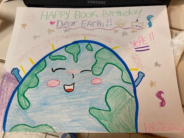 ErinDealey's tweet image. Look at these fun DEAR EARTH...From Your Friends In room 5 #BookBirthday posters made by some of @Marissa70650242&apos;s students. Can&apos;t wait for our awesome Zoom-a-rama celebration &amp;amp; #blogtakeover this TUESDAY, Dec.1st!   @HarperChildrens @HarperStacks @EastWestLit @lupencita