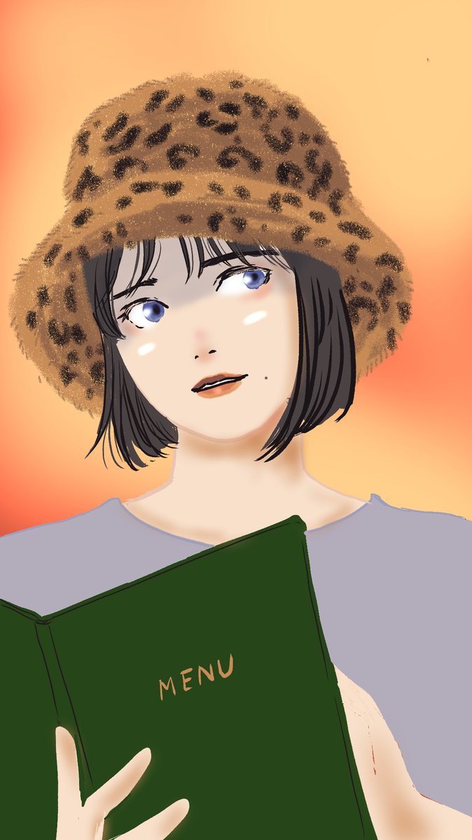 1日1装 17 365 今日は ファーハット 60年代ダイナーのインテリ るびーのイラスト