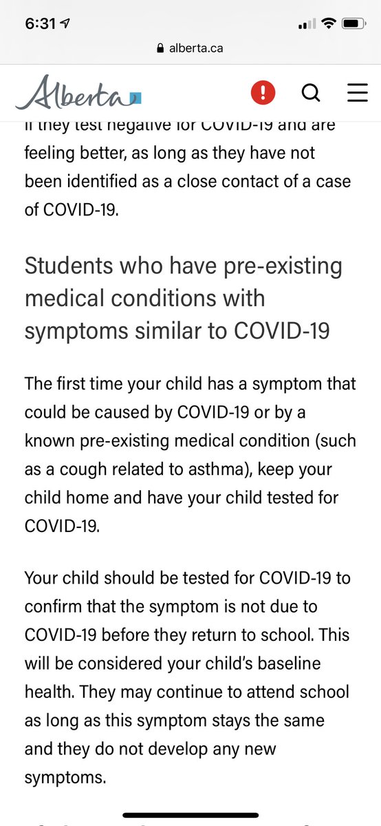 Pre-existing conditions Alberta must get covid test.