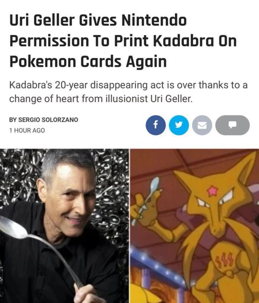 超能力者ユリ・ゲラーさん、ユンゲラーのポケモンカードを許可する！