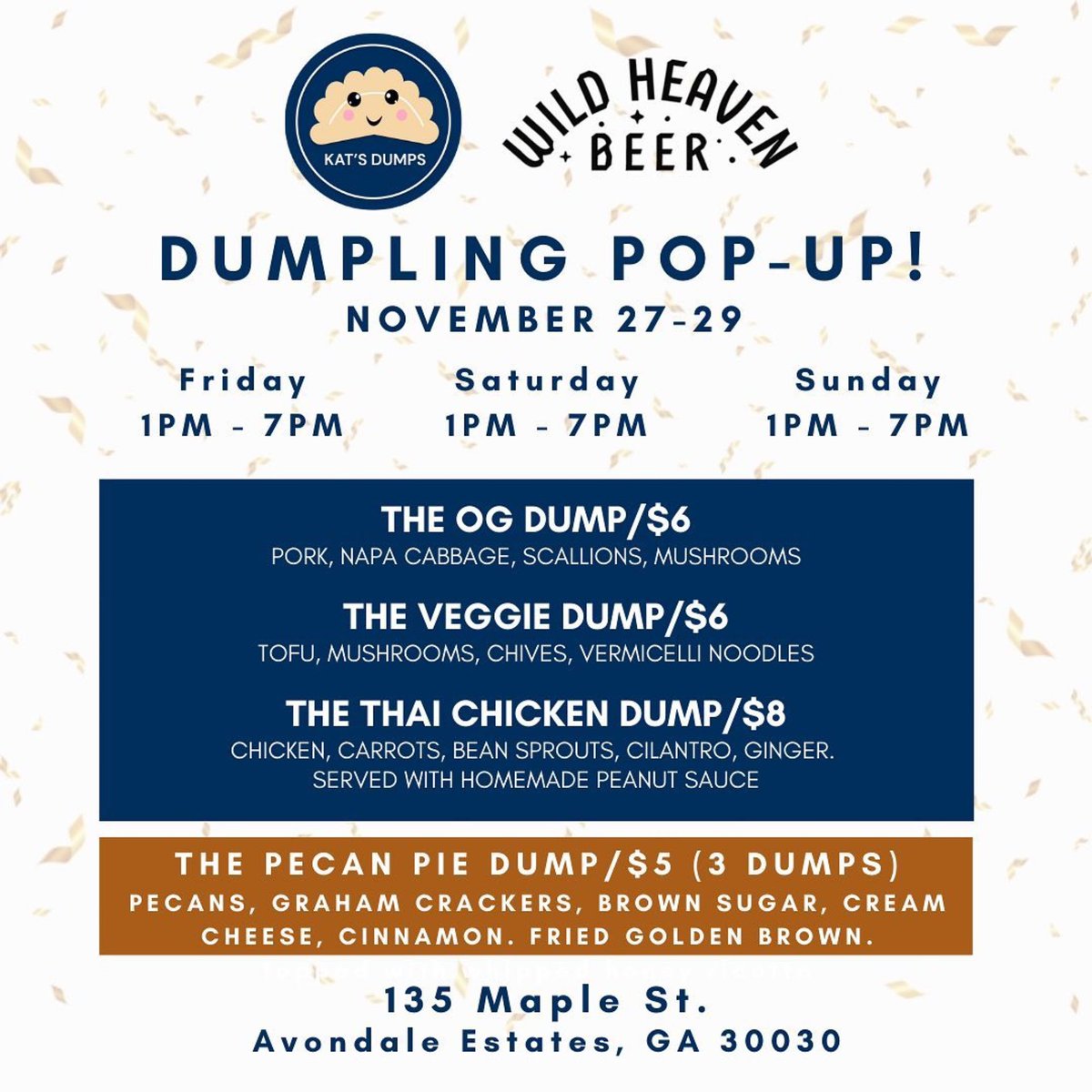 BeerWildHeaven's tweet photo. Tired of turkey? We’ve got @katsdumps in the house at Avondale this weekend to keep your palate interested...#katsdumps #avondaleestates #atlpopup #atlantapopup #atlfoodies https://t.co/uBPx87ueK4