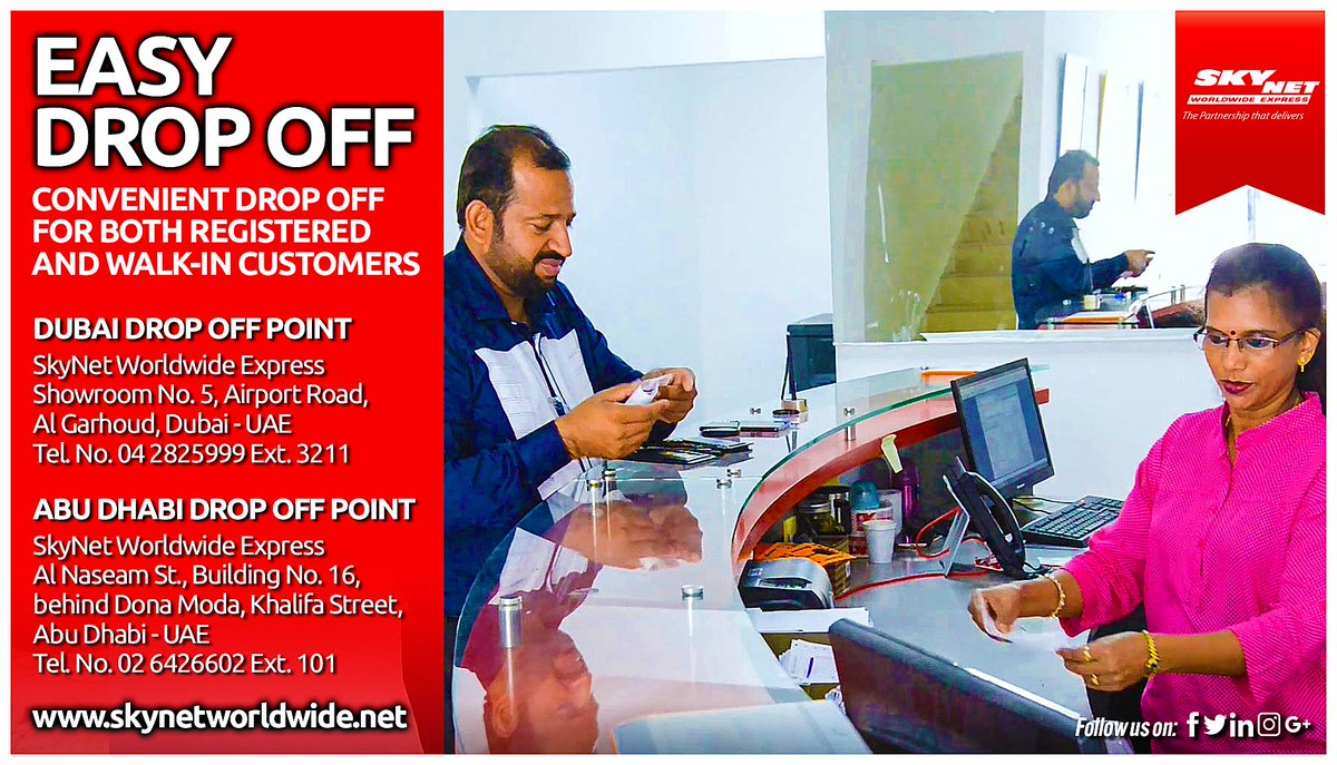 SkyNet_UAE's tweet image. Easy and convenient drop off for both registered and walk-in customers.

#walkincounter #dropoff #dropoffpoint #skynetuae #skynetworldwideexpress #skynetworldwideexpressuae #skynetcares @SkyNet_UAE