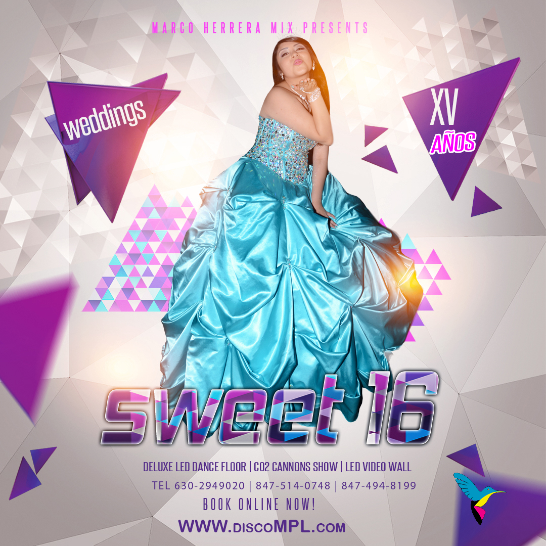 Complete Sweet 16 DJ Service near you
Hiring Disco Movil Power Light for your daughter’s Sweet 16 will be but typical. We have the capability to truly take the party to the next level. With state-of-the-art lighting, sound and many other options.
Book now: DiscoMPL.com