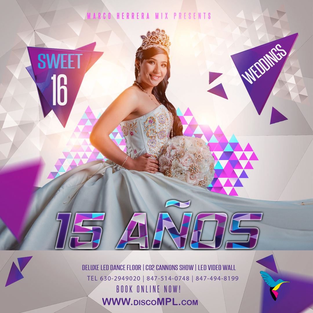 Complete Quinceañera DJ service near you
Plan the Quinceañera of your dreams with Disco Movil Power Light. On your special day make sure that you have the absolute best time with our high-quality Quinceañera DJ service.
Book now: DiscoMPL.com