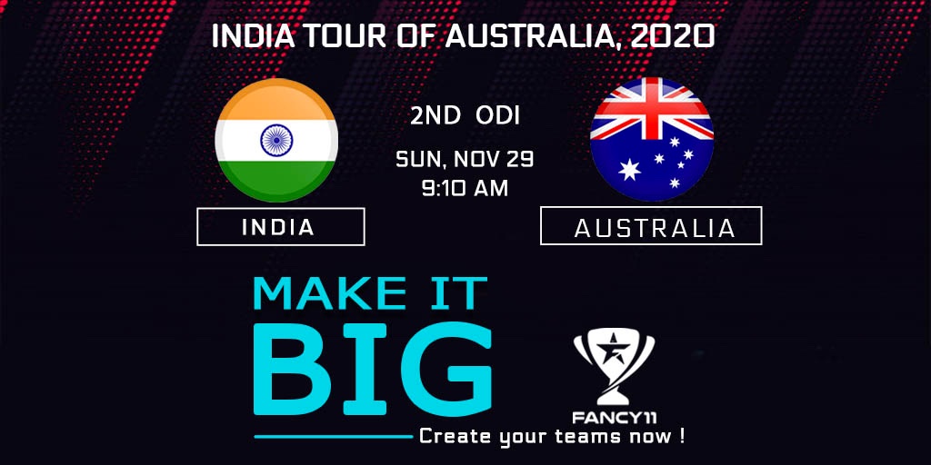 Fancy11official's tweet photo. After the 1st ODI, who are you rooting for? Create your #Fancy11 for #India vs #Australia #2ndODI and make it big🤩 

Deadline- 29 Nov, 9:10 AM IST
Download the app at https://t.co/VQlPctQkQf!

#indiatourofaustralia2020 #fanskanayaadda https://t.co/FnGN8tKgCQ