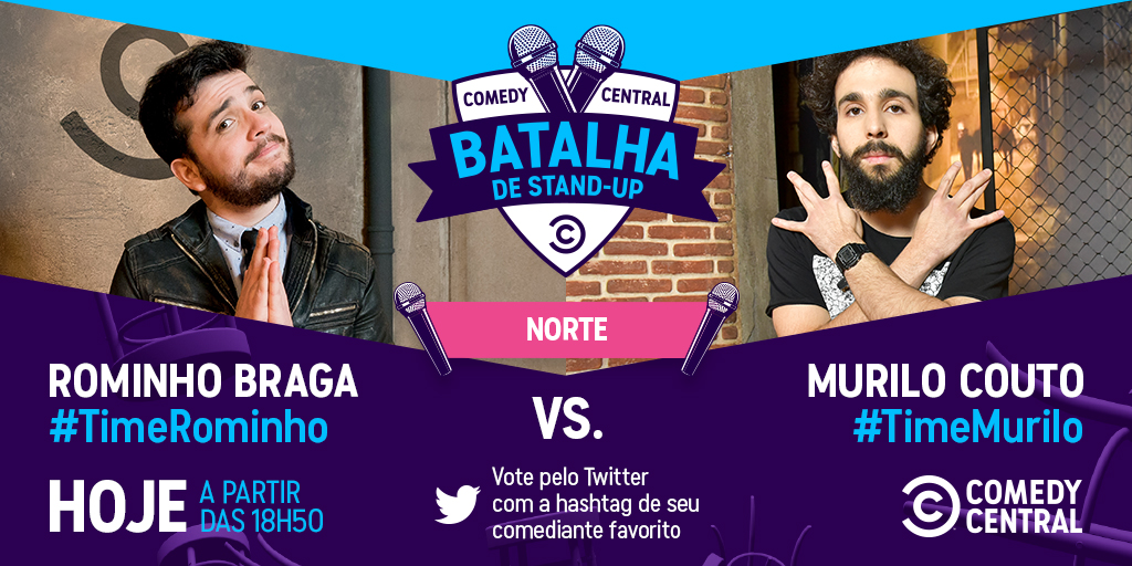 ComedyCentralBR's tweet photo. SENHORAS E SENHORES, ESTAMOS AO VIVO! E a primeira batalha da nossa finalíssima começa com a Região Norte! De um lado o #TimeRominho, do outro o #TimeMurilo. Quem leva a melhor na #BatalhaDeStandUp? https://t.co/NlR1s8nuLq