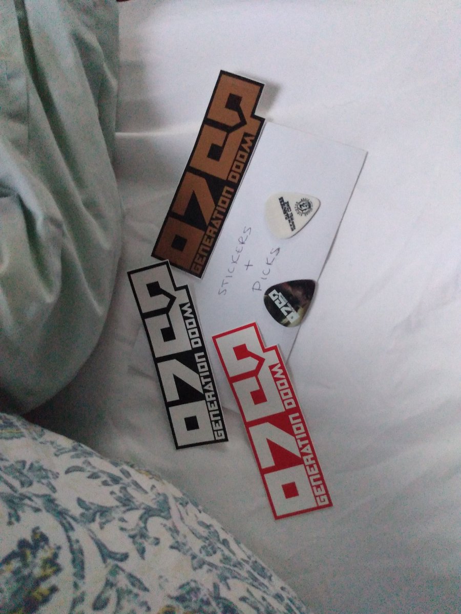 MadamRoastBeef's tweet photo. Found these from @otepofficial's album #GenerationDoom! I forgot these stickers & guitar pics, @ my Mom's house during my move back to Las Vegas like 6~ or so months ago... You KNOW I'm bringing these back with me! 🙏🙏😅 I miss this album, it is TRULY AMAZING!!! ❤️❤️❣️❤️❤️ https://t.co/0nBNmHa84Z