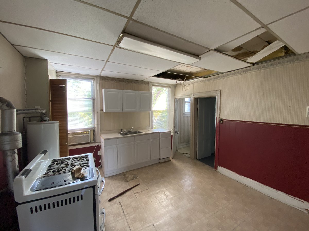 The property requires a full gut: plumbing, electrical, heating, cooling, kitchens, bathrooms. You name it -- it's getting redone.Walls will also be moved around because the current layout of each unit is a disaster and only two of the four units are currently livable.