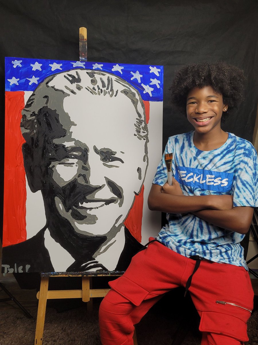 @JoeBiden I hope you get to see this and I hope you like it!!! I painted you because you stutter just like me!!! I'm learning to talk slowly to mask my stutter like you. Hopefully this can hang in the White House one day. @KamalaHarris @ChelseaClinton @BarackObama @MichelleObama https://t.co/kBOSjb19np