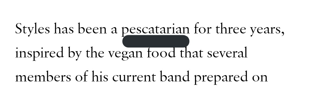 "what is one food you refuse to eat?" Harry whispered "pussy" then he said salmon.  https://twitter.com/FTDT__DLIBYH/status/1315082318244204544?s=19