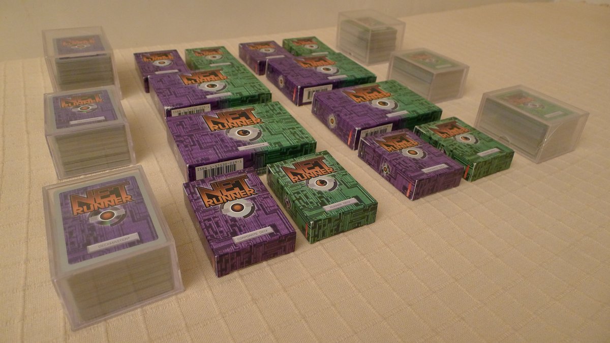 An absurd amount of original Netrunner CCG cards.