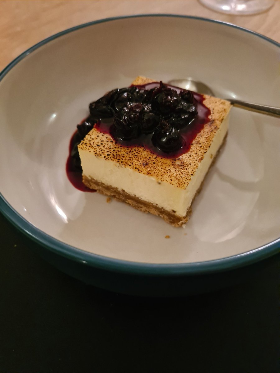 danlane9's tweet photo. Part 4 - dessert - Baked New York Cheesecake with blackcurrant compote @ChapterOneKent #chapteroneathome https://t.co/H1cL7Wpu92