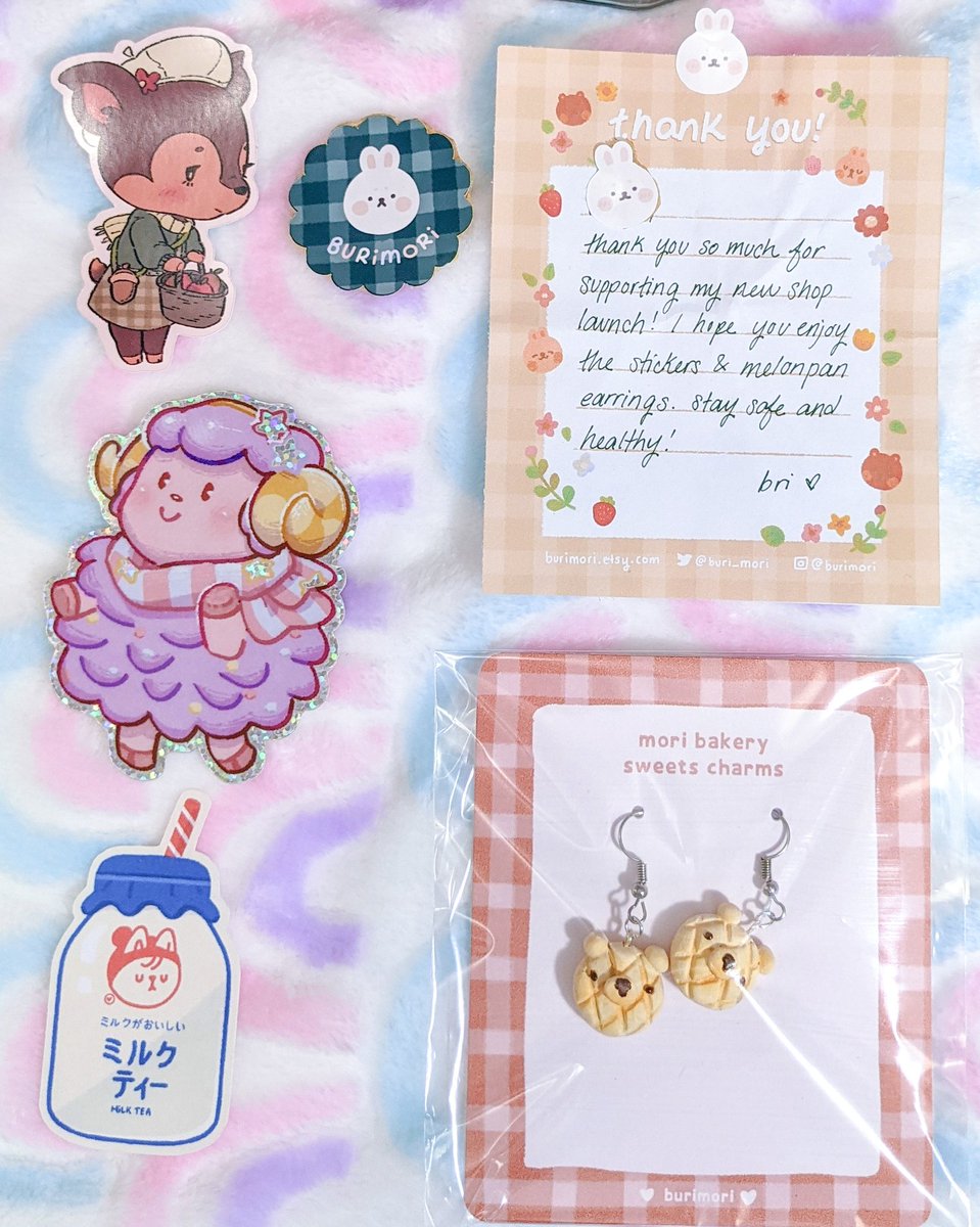 My order from  @buri_mori and can I just say I love it. Thank you so much. These earrings are so cute I can not handle it. I can't wait to wear them! Please go check out this cute shop. :3