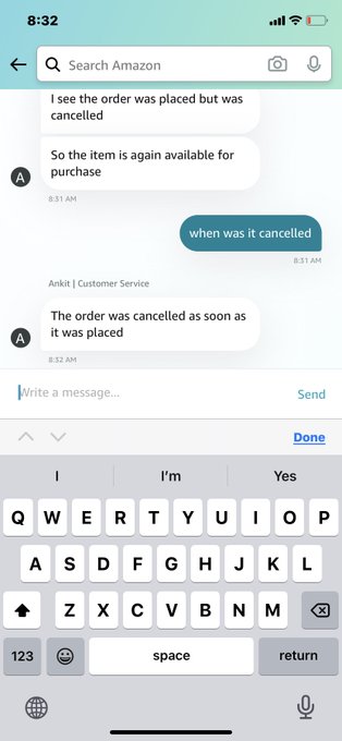 (3of3) see chat talk with Amazon he order was made he took the screen shots and immediately canceled<a href="/tag/fetish"class="tags"><span>#fetish</span></a>