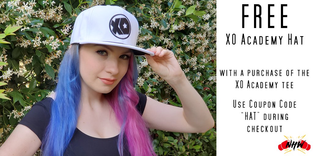 Want an awesome shirt and hat combo for Black Friday?
The <a href="/XOAcademyFGC/">XO Academy ⭐ #EVO2022</a> hat is FREE w/ purchase of the XO Academy tee! And right now, the shirt is on sale for $18.

Model: <a href="/ZeldaObvi/">Agitha Bug Princess</a> 
Shirt - nexthitwins.com/product/xo-aca…
Hat - nexthitwins.com/product/xo-hat/