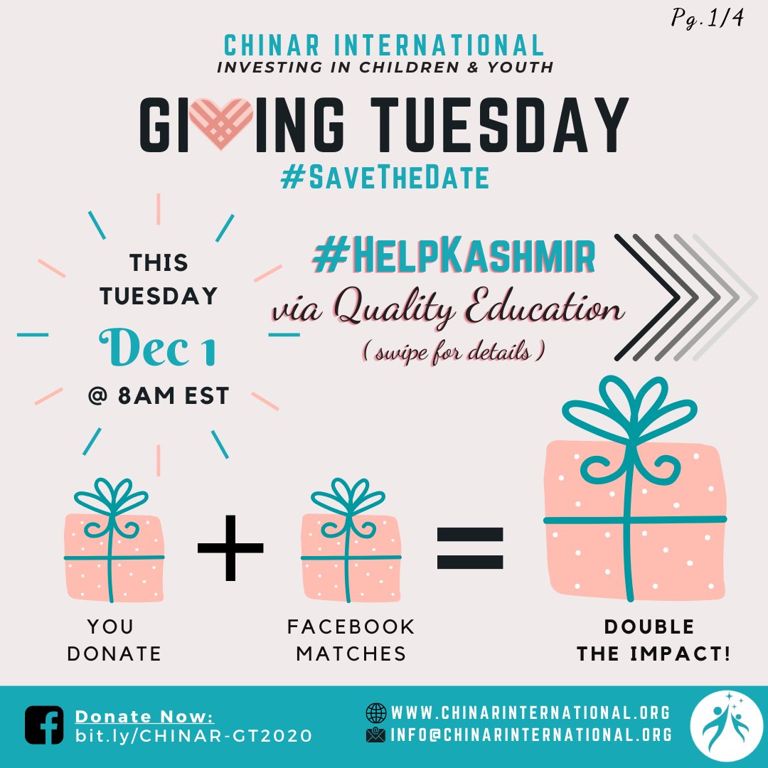 i_CHINAR's tweet photo. #GivingTuesday is here!

CHINAR International invites you to join the #QualityEducation movement and partner with us on this national day of giving. https://t.co/gVhZtlesR6