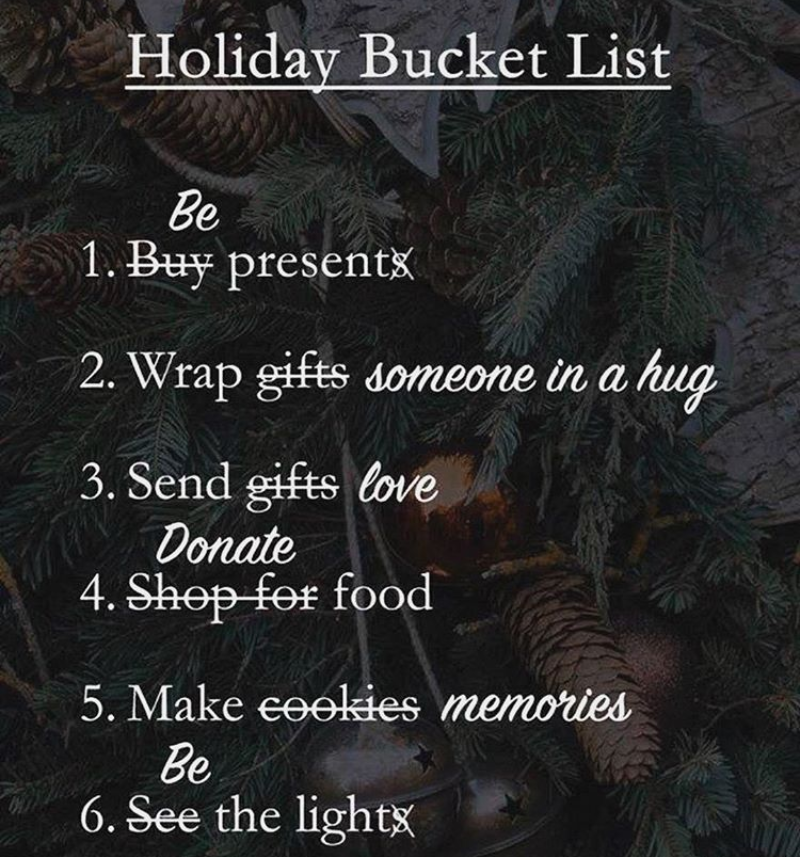 1059shinefm's tweet photo. What else would you add to this Bucket list? I love number 5. Make Memories but I think we can still Make Cookies :)
#ShineFM #BucketList #Christmas #Holidays #Joy #Family #Memories #Hope #ShineFamily https://t.co/Usbqa5dimG