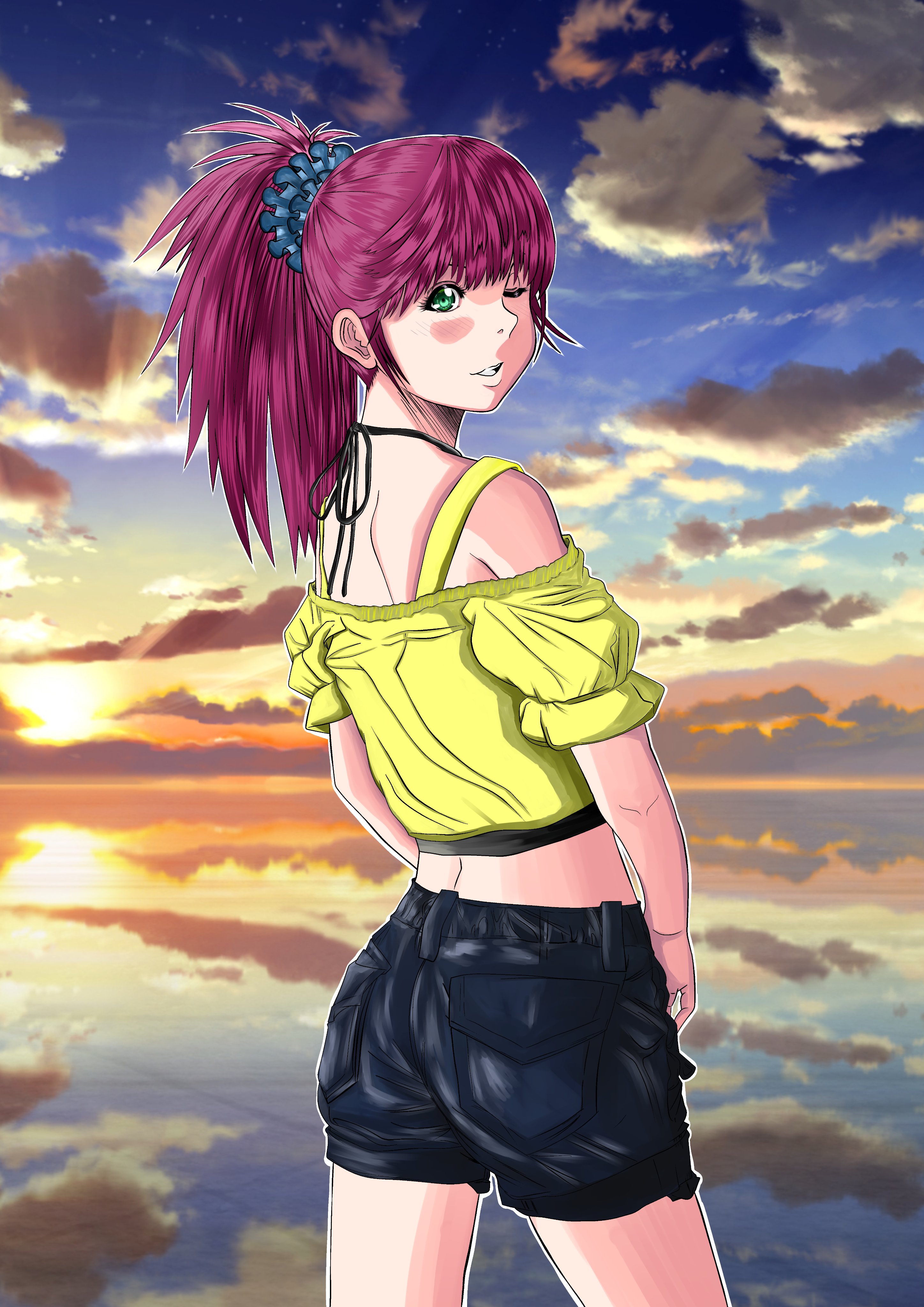 K1 イラスト オリジナル 女の子 背景はフリー素材 ポニーテール お絵描き イラスト好きな人と繋がりたい 名無しさん T Co Guhrj7glz7 Twitter