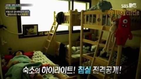 They slept in a small room, all together. There was only one bathroom, in which 2 to 3 members had to shower together.