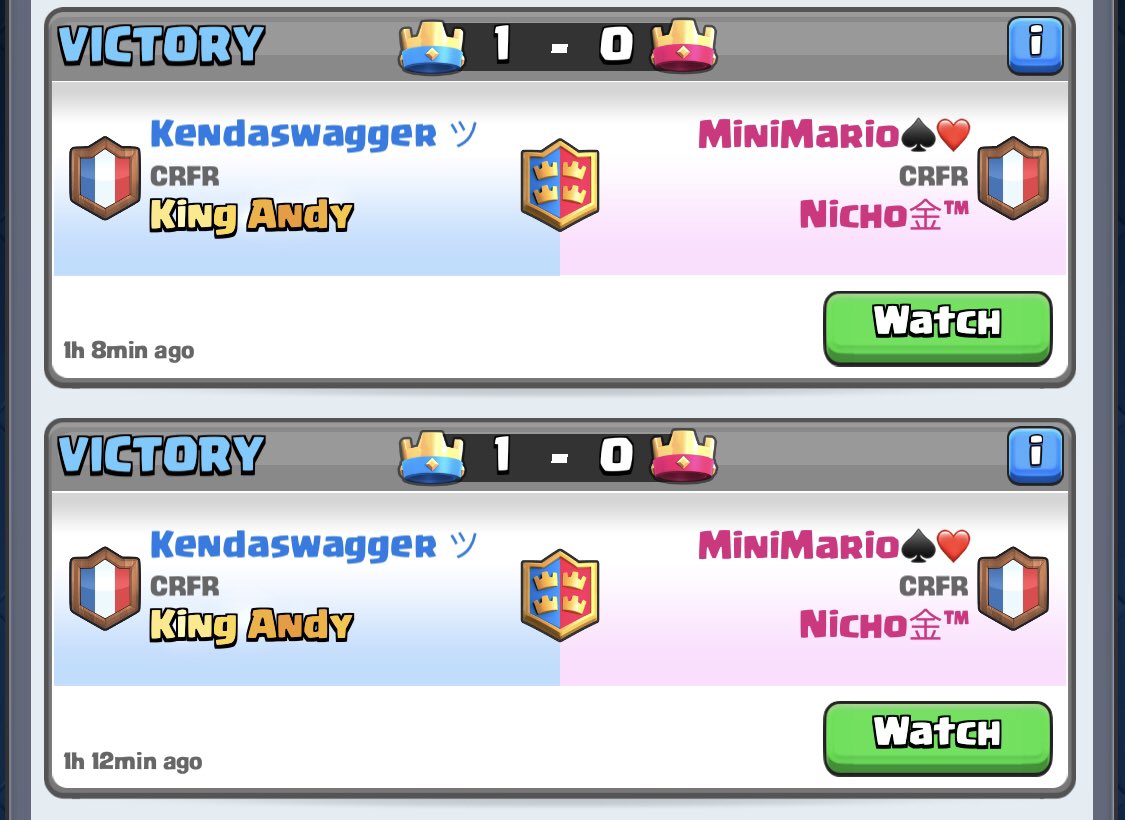 Won our 2nd match in <a href="/CRFR_League/">CRFR League</a> league today. I’m 4-0 in 2v2s with @KenDaSwaggerCR, and <a href="/ZeroTwoCR/">Zero Two ♥️</a> is op in 1v1 as usual 😍