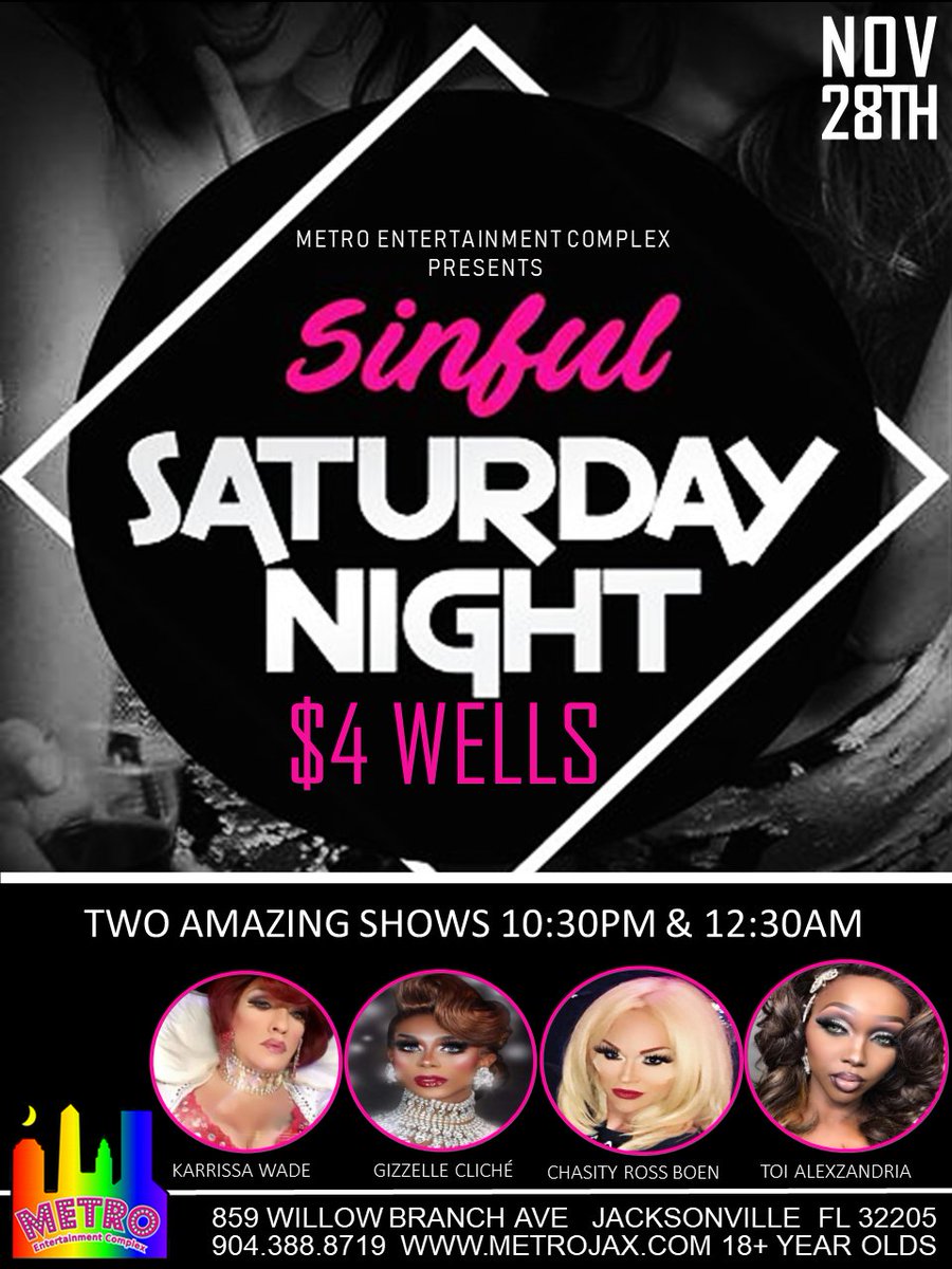 metrojax's tweet photo. Sinful Saturday Night. $4 Wells All Night Long. https://t.co/s8UaJZEYFj #MetroJax https://t.co/FPCDeSSL7c