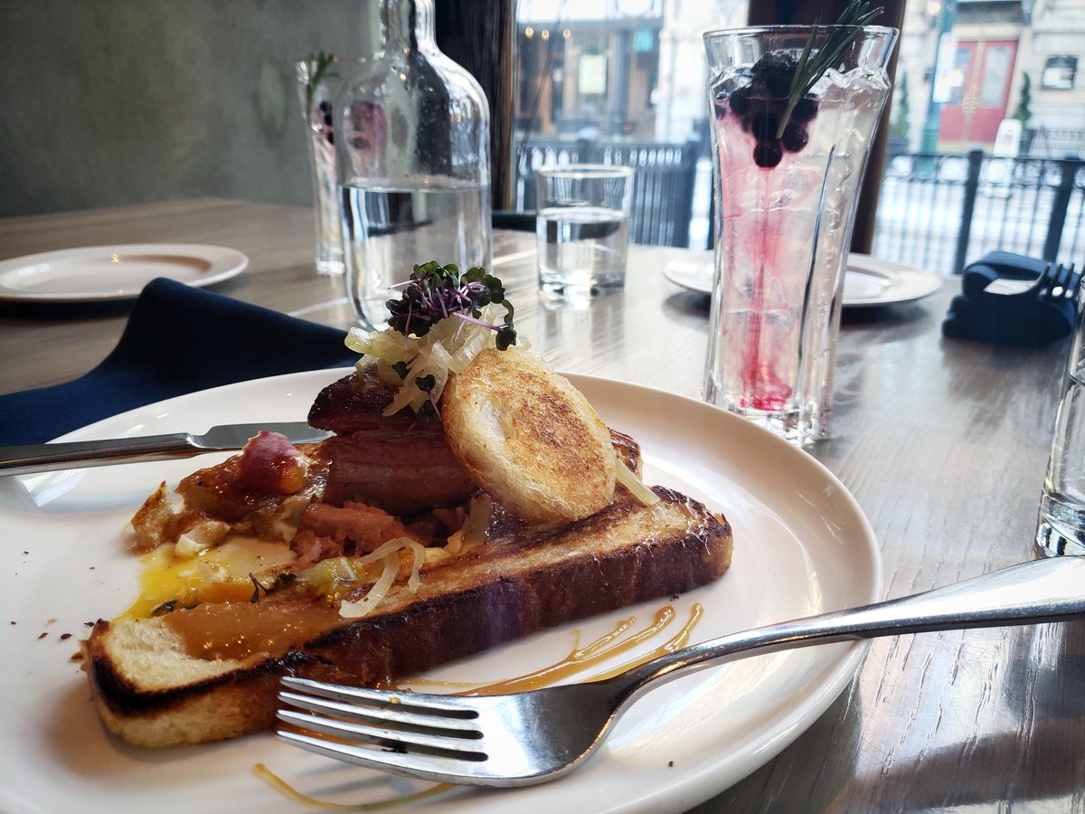 That runny egg on the candied pork belly! #luxuryfrenchtoast

We just opened back up in our original location at 110 8 Avenue SW. We are awaiting our liquor permit but you can still enjoy delicious food. Call 403.262.8100 for a reservation.